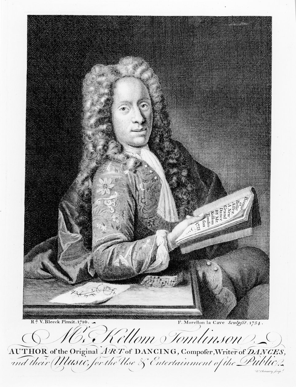 Sr. Kellom Tomlinson, autor do original &39;Art of Dancing&39;. gravado por Francois Morellon La Cave (fl.1731), 1754 de Richard van Bleeck