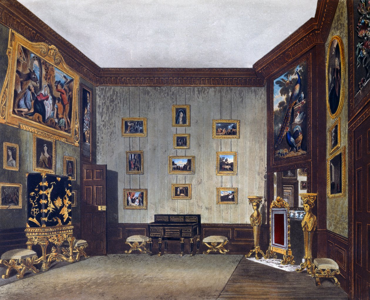 Sala de escrita de King, Engraving by Richard Reeve (nascido em 1780), Baseado no design de Richard Cattermole (1795-1858), From The History of the Royal Residences de Richard (after) Cattermole