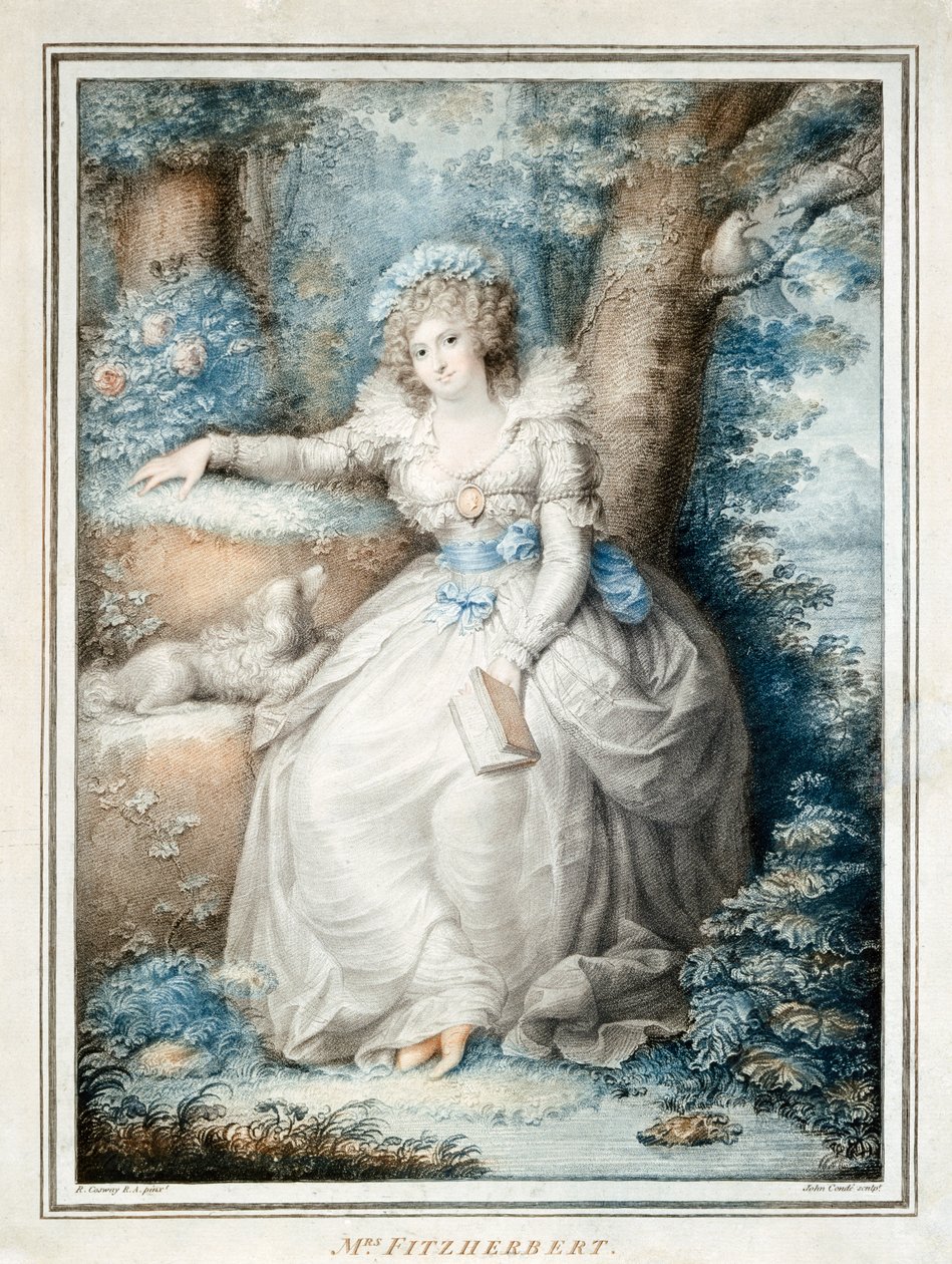 Sra. Fitzherbert (cor litho) de Richard (after) Cosway