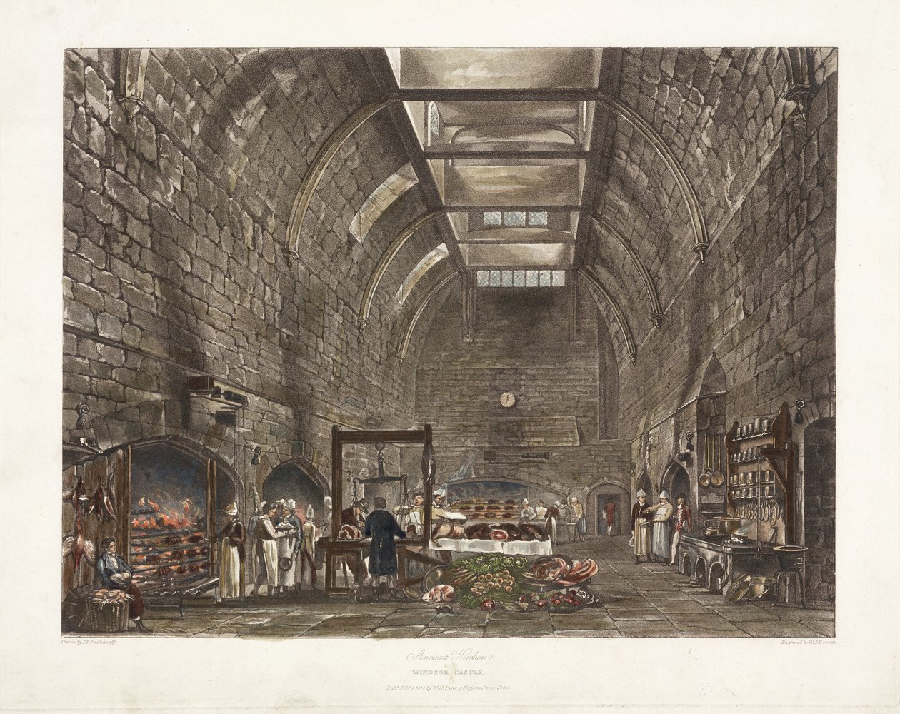 "Ancient Kitchen Windsor Castle", início do século XIX. de John Pardon
