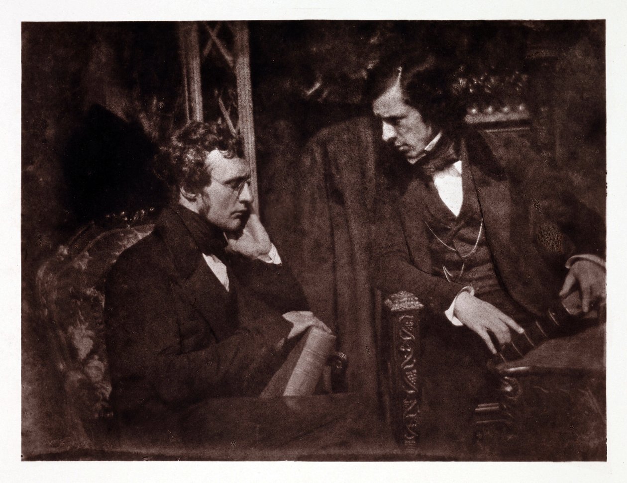 Dois homens em conversa: Dr Samuel Brown (1817-1856) e o Reverendo George Gilfillan (1813-1878), fotografia cerca de 1840 de John Pardon