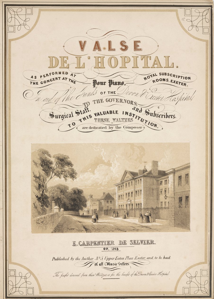 Hospitais Página de título da partitura do ïValse de lHopital de John Pardon