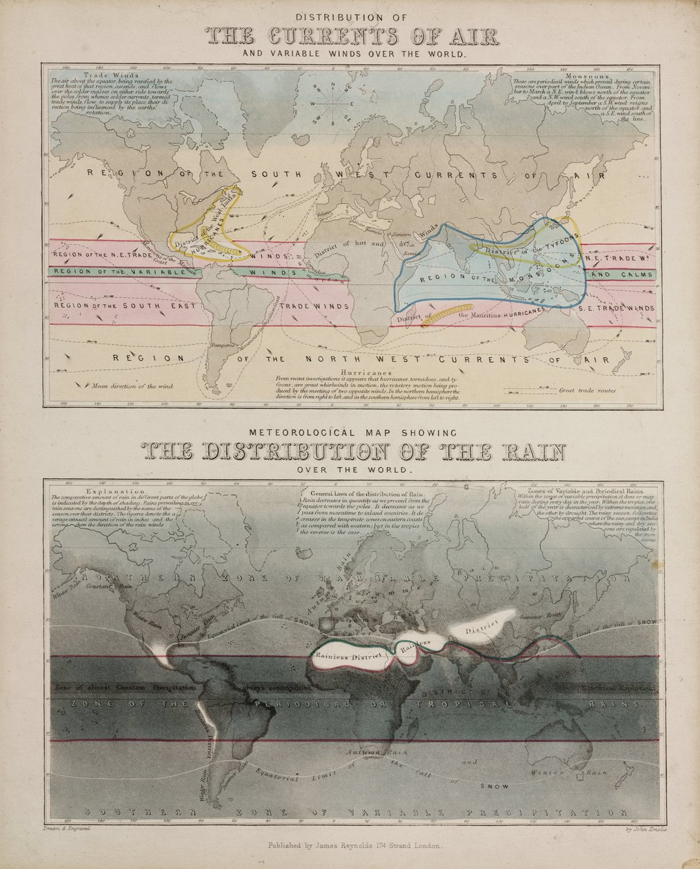 Dois mapas meteorológicos, c 1850 de John Pardon