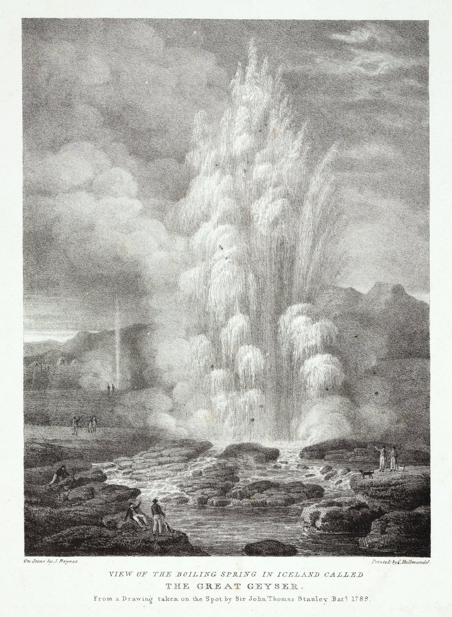 Vista da fonte fervente na Islândia chamada "Great Geyser". de John Pardon