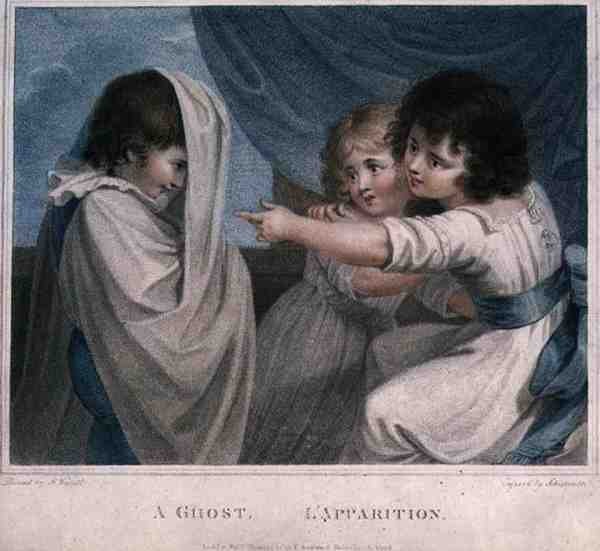 Um fantasma, gravado por Luigi Schiavonetti (1765-1810), pub. por T. Simpson de Richard (after) Westall