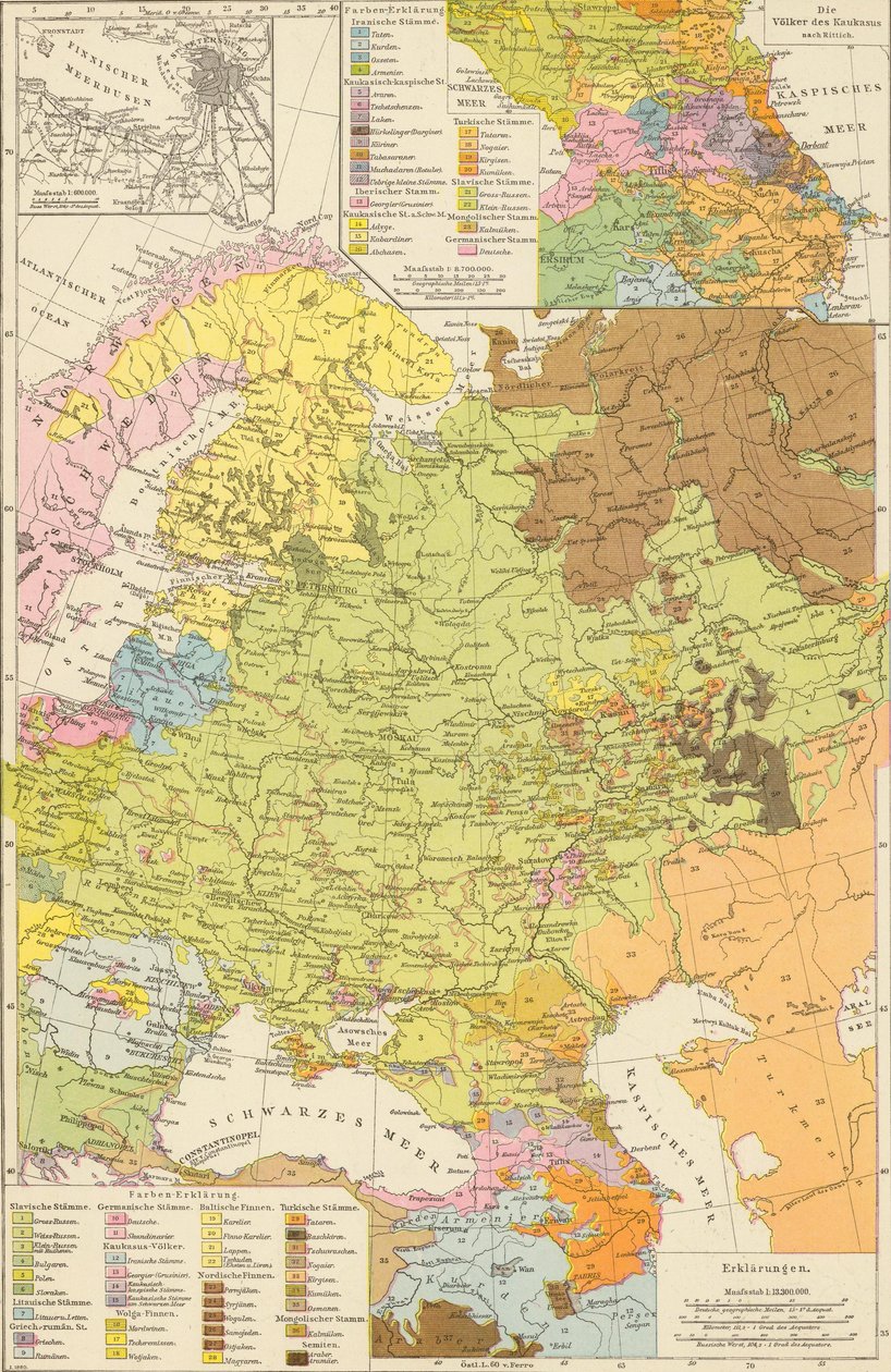 Andree, Richard. Volkerkarte von Russland. 1881 A de Richard Andree