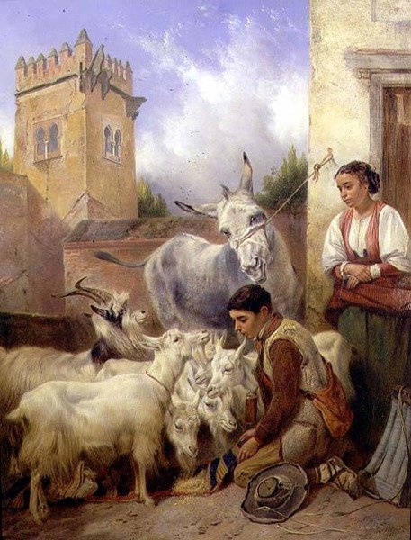 Alimentação de cabras na Alhambra de Richard Ansdell
