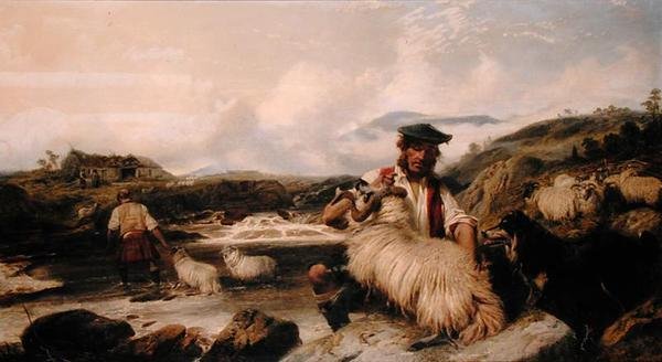 Os Pastores Escoceses (óleo sobre tela) de Richard Ansdell