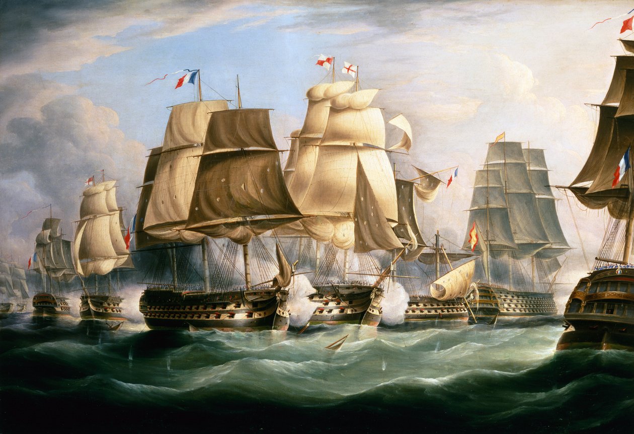 A Batalha de Trafalgar, 21 de outubro de 1805, O Meio do Dia (óleo sobre tela) de Richard B. Spencer