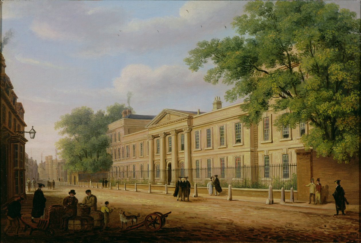 Vista do Emmanuel College, Universidade de Cambridge de Richard Bankes Harraden