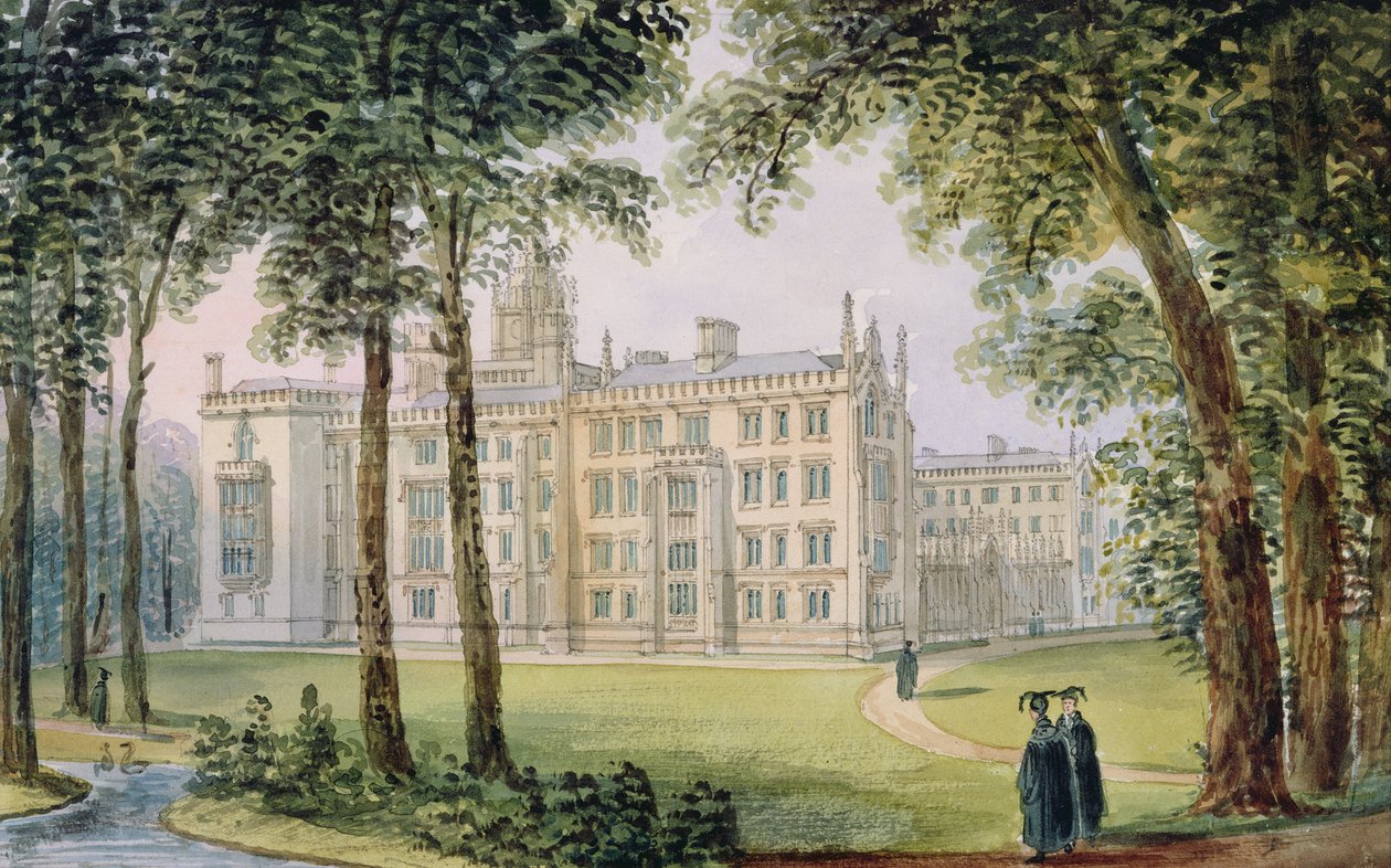Frente Oeste do Novo Edifício do St. John&39;s College, Cambridge (lápis e wc) de Richard Bankes Harraden