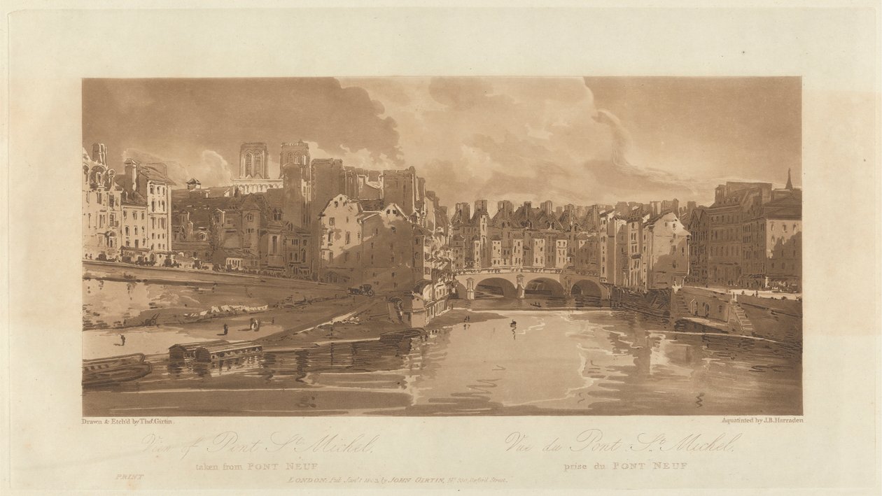 Vista da Pont St. Michael, extraída da Pont Neuf, 1803 de Richard Banks Harraden