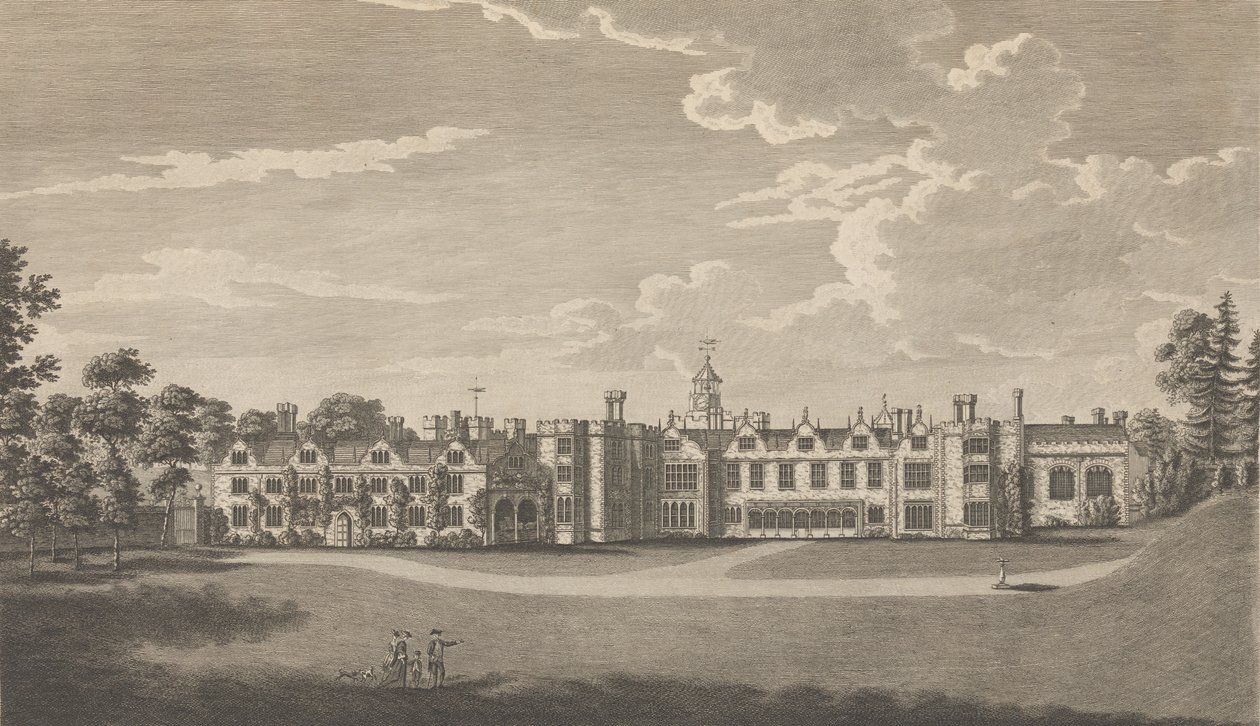 Knole, perto de Sevenoke, no condado de Kent, antigo palácio pertencente ao Archiep..., 1777-90. de Richard Bernard Godfrey