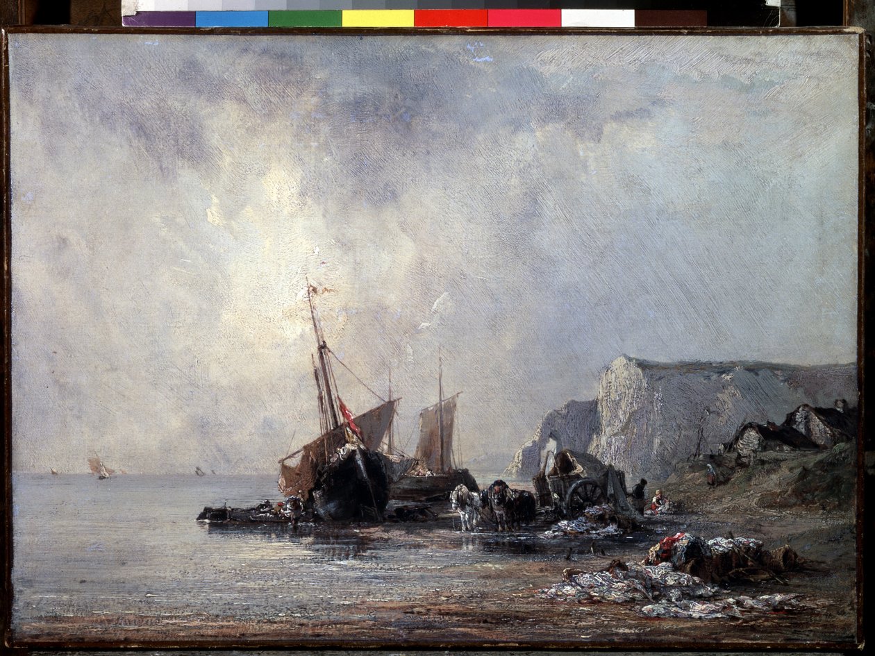 "Boats at the Normandy Shore" Pintura de Richard Parkes Bonington (1802-1828) 1823-1824 Dim. 33x46 cm São Petersburgo, Museu Hermitage de Richard Bonington