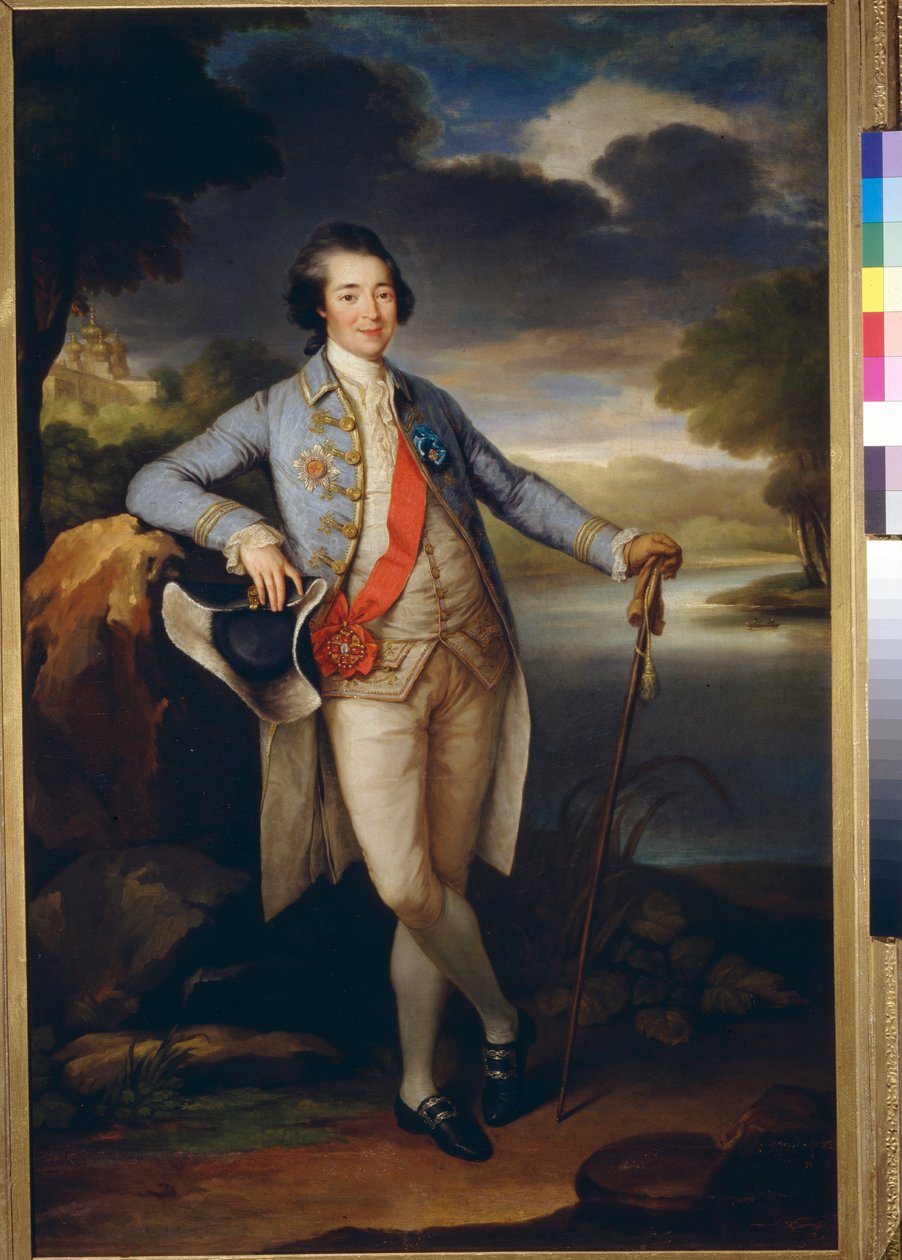 Portrait du prince Alexandre Borissovitch Kourakine (1752-1818), homme politique russe (Retrato do Príncipe Alexander Kurakin) - Óleo sobre tela de Richard Brompton (1734-1783), c1780 - Dim : 113x76 cm - Galeria Estadual Tretyakov, Moscou de Richard Brompton