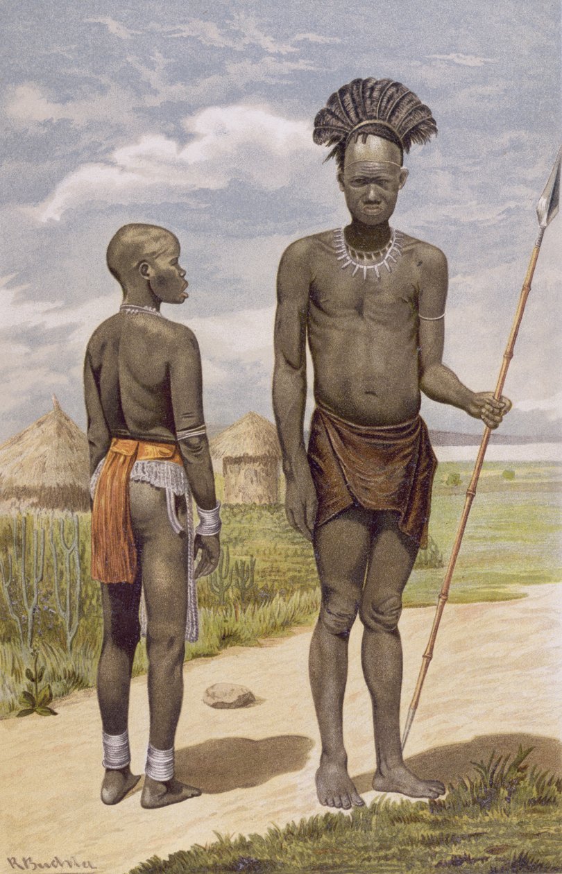 Bari guerreira e esposa, de &39;A História da Humanidade&39;, Vol.III, do Prof. Friedrich Ratzel, 1898 de Richard Buchta