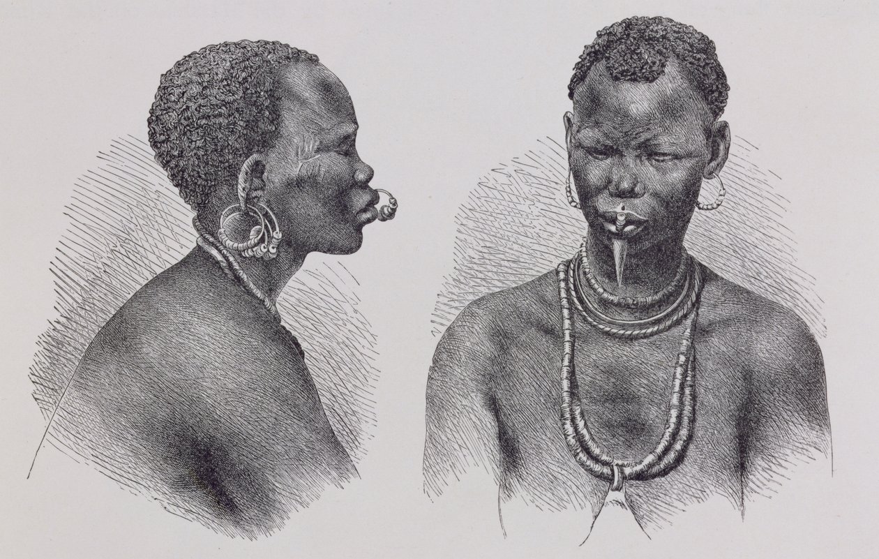 Moru mulher com ornamento labial, de &39;The History of Mankind&39;, vol. III, pelo Prof. Friedrich Ratzel, 1898 de Richard Buchta