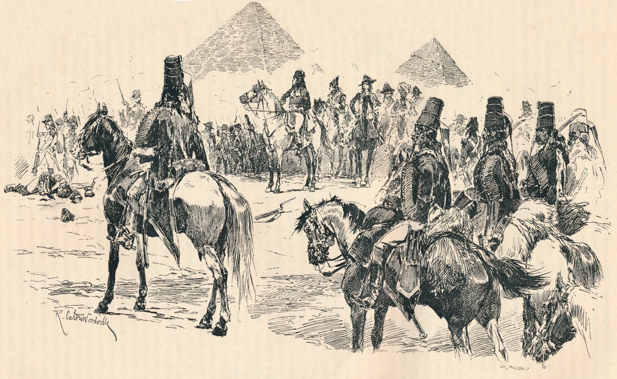 Napoleão Buonaparte na Batalha das Pirâmides, 1798, 1884 de Richard Caton II Woodville