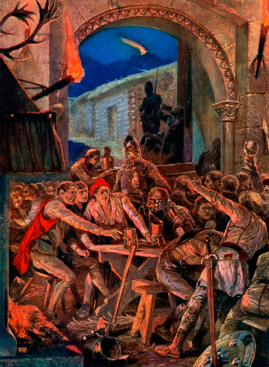 A última festa dos homens de Robert De Comines em Durham, 1069, c1920. de Richard Caton II Woodville