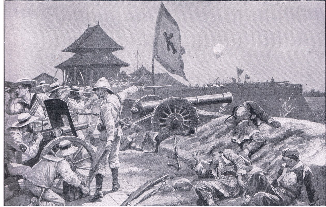 Tientsin: luta no Ramparts (litho) de Richard Caton II Woodville
