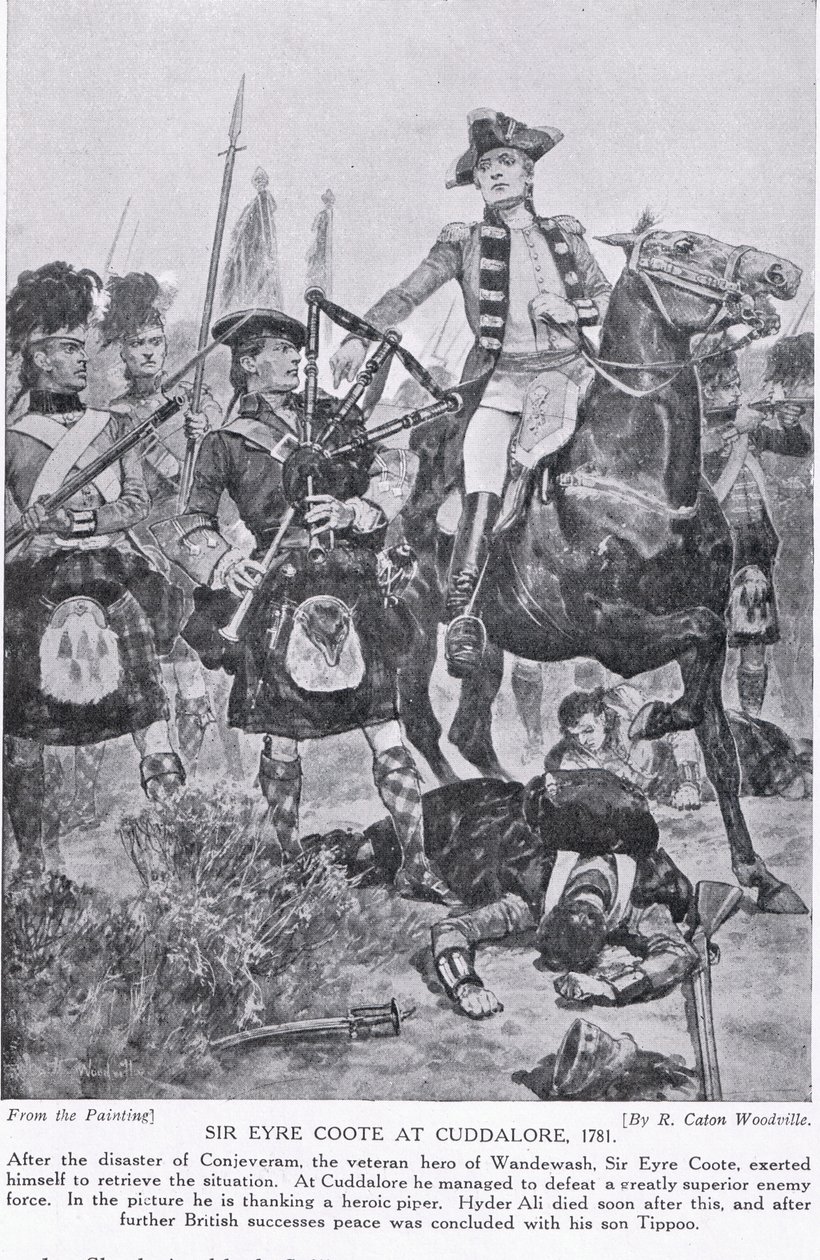 Sir Eyre Coote em Cuddalore, ilustração da "História das Nações de Hutchinson" de Richard Caton Woodville