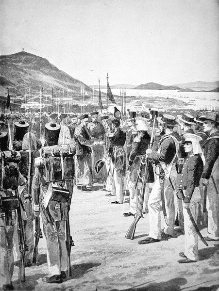 A Cessão de Hong Kong aos britânicos em 1841 de Richard Caton Woodville