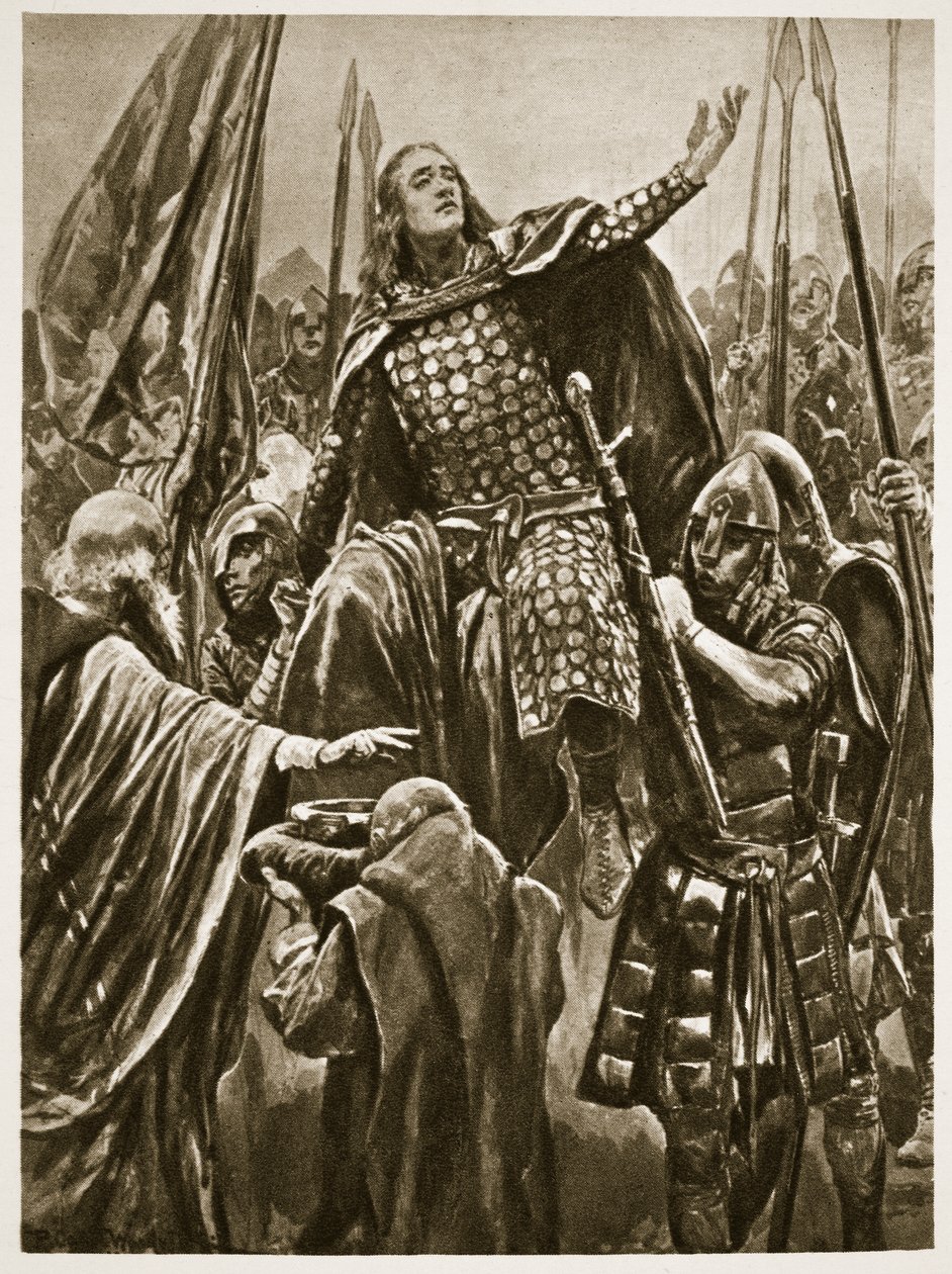 A Elevação de Edward, o Velho, em Sua Coroação, em Kingston-on-Thames, Whitsunday, de "The Illustrated London News", 1902 de Richard Caton Woodville