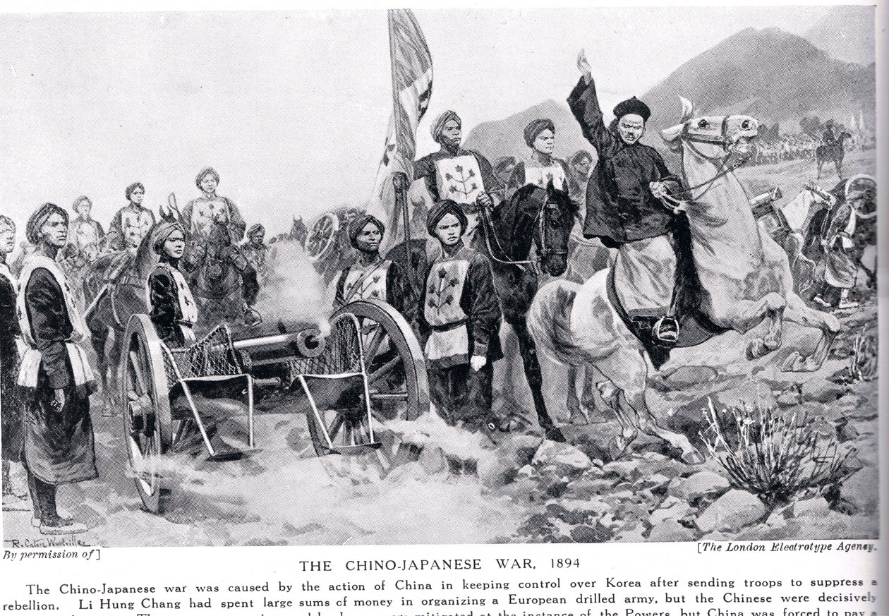 A Primeira Guerra Sino-Japonesa, ilustração da &39;Hutchinson&39;s History of the Nations&39;, c.1910 de Richard Caton Woodville