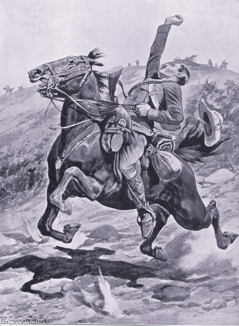 O último passeio dos Yeomans, ilustração de After Pretoria: The Guerilla War, 1902 de Richard Caton Woodville