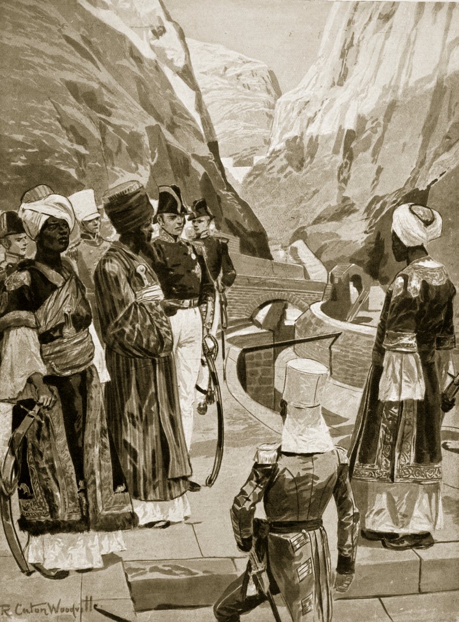 Britânicos tomando posse de Aden, 1879, ilustração da "História da Nação Britânica" de Hutchinson, c.1923 de Richard Caton Woodville junior