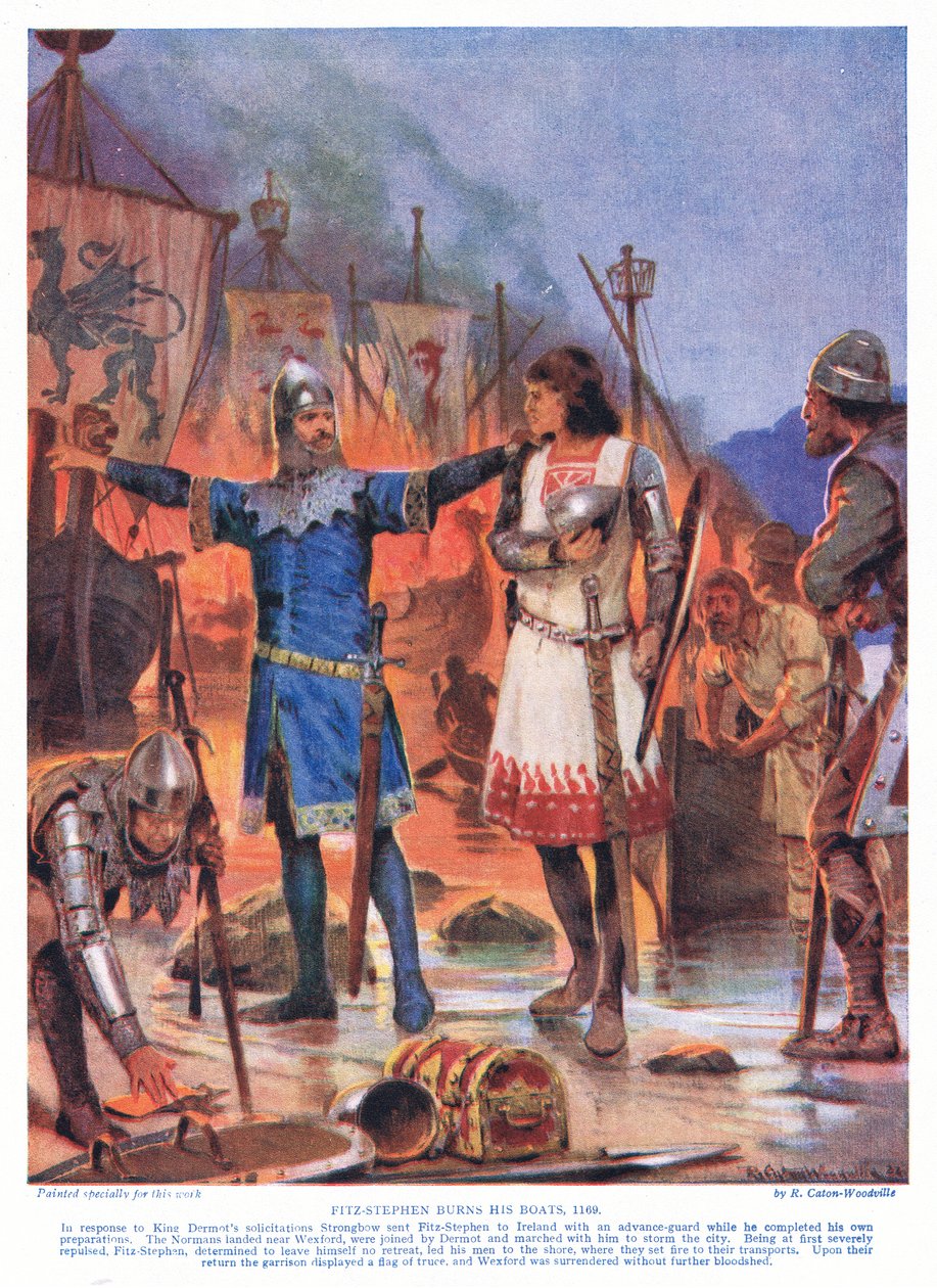 Fitz-Stephen queima seus naviosAD1169, 1920 de Richard Caton Woodville junior