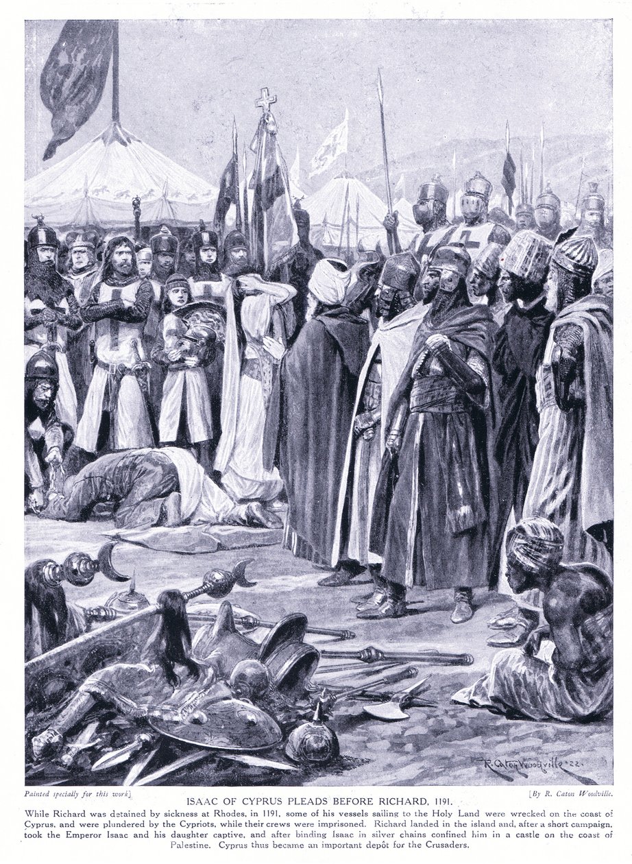 Isaac de Chipre defende antes de Ricahrd I AD1191, 1920 de Richard Caton Woodville junior
