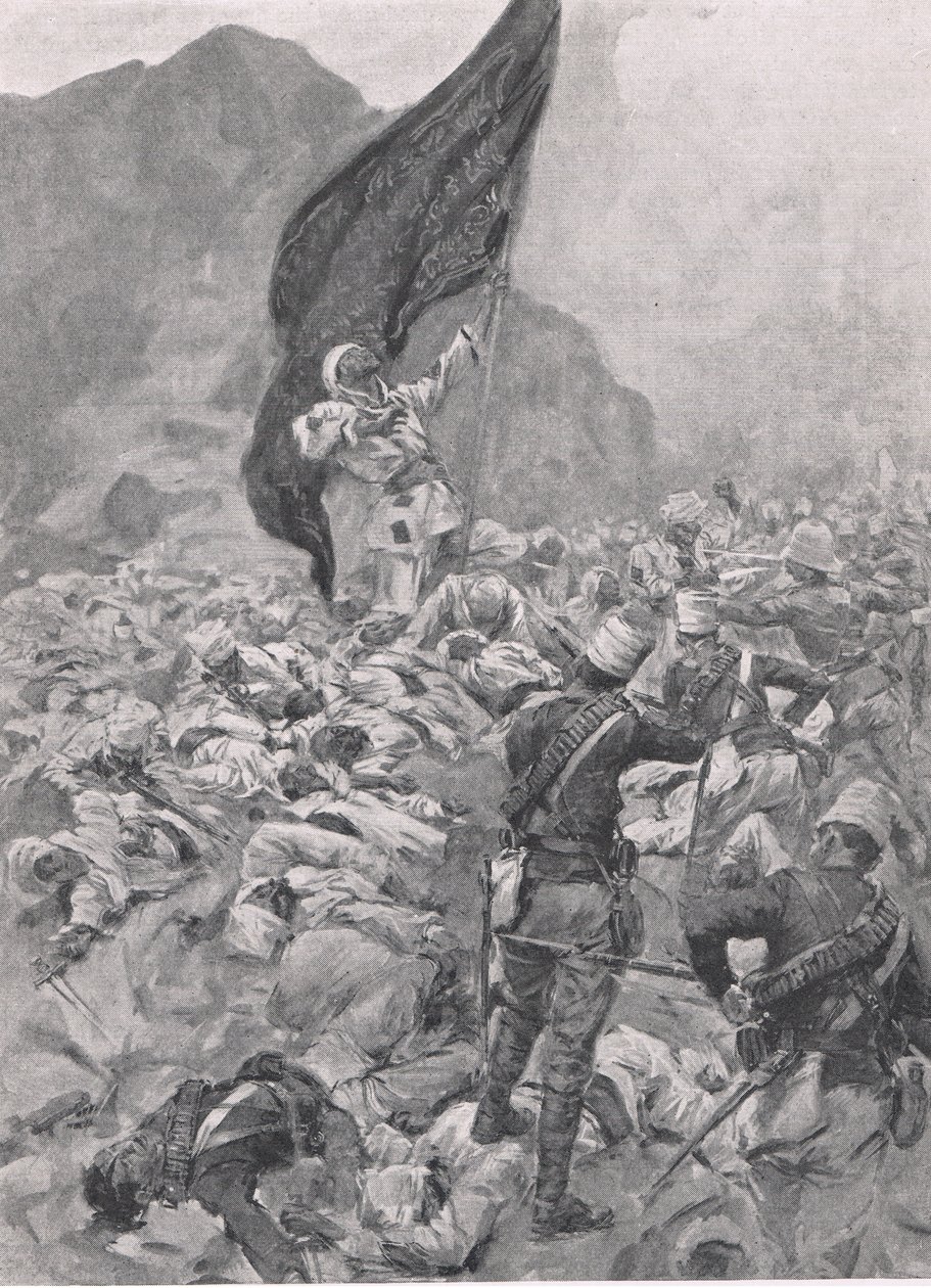 Omdurman: O último portador da Bandeira Negra, 2 de setembro de 1898, ilustração das Batalhas Britânicas na Terra e no Mar, 1915 de Richard Caton Woodville junior
