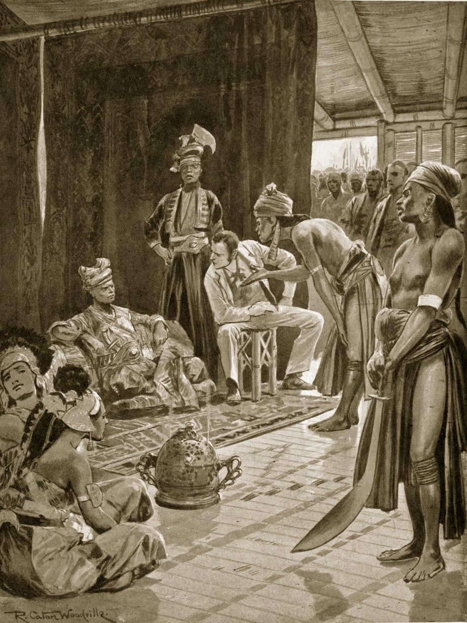 Sir James Brooke, em Bornéu, 1842, ilustração da "Hutchinson&39;s Story ofthe British Nation", c.1923 de Richard Caton Woodville junior