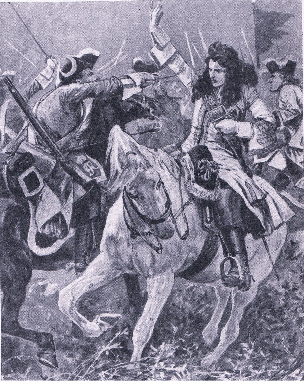 A Batalha de Malplaquet, 11 de setembro de 1709, ilustração das Batalhas Britânicas na Terra e no Mar, 1915 de Richard Caton Woodville junior