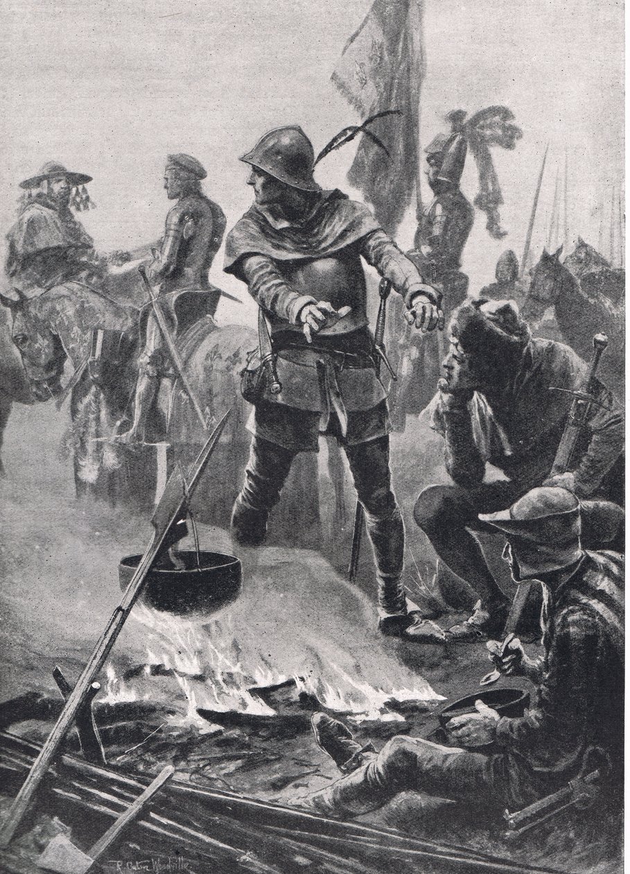 O Príncipe de Gales se despede do Cardeal de Talleyrand-Périgord na manhã da Batalha de Poitiers, em 19 de setembro de 1356, ilustração das Batalhas Britânicas em Terra e Mar, publicada pela Casse de Richard Caton Woodville junior