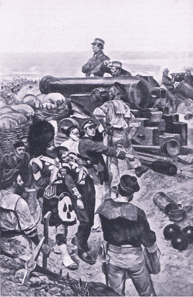 O ataque a Sebastopol, 1855, ilustração das Batalhas Britânicas na Terra e no Mar, 1915 de Richard Caton Woodville junior
