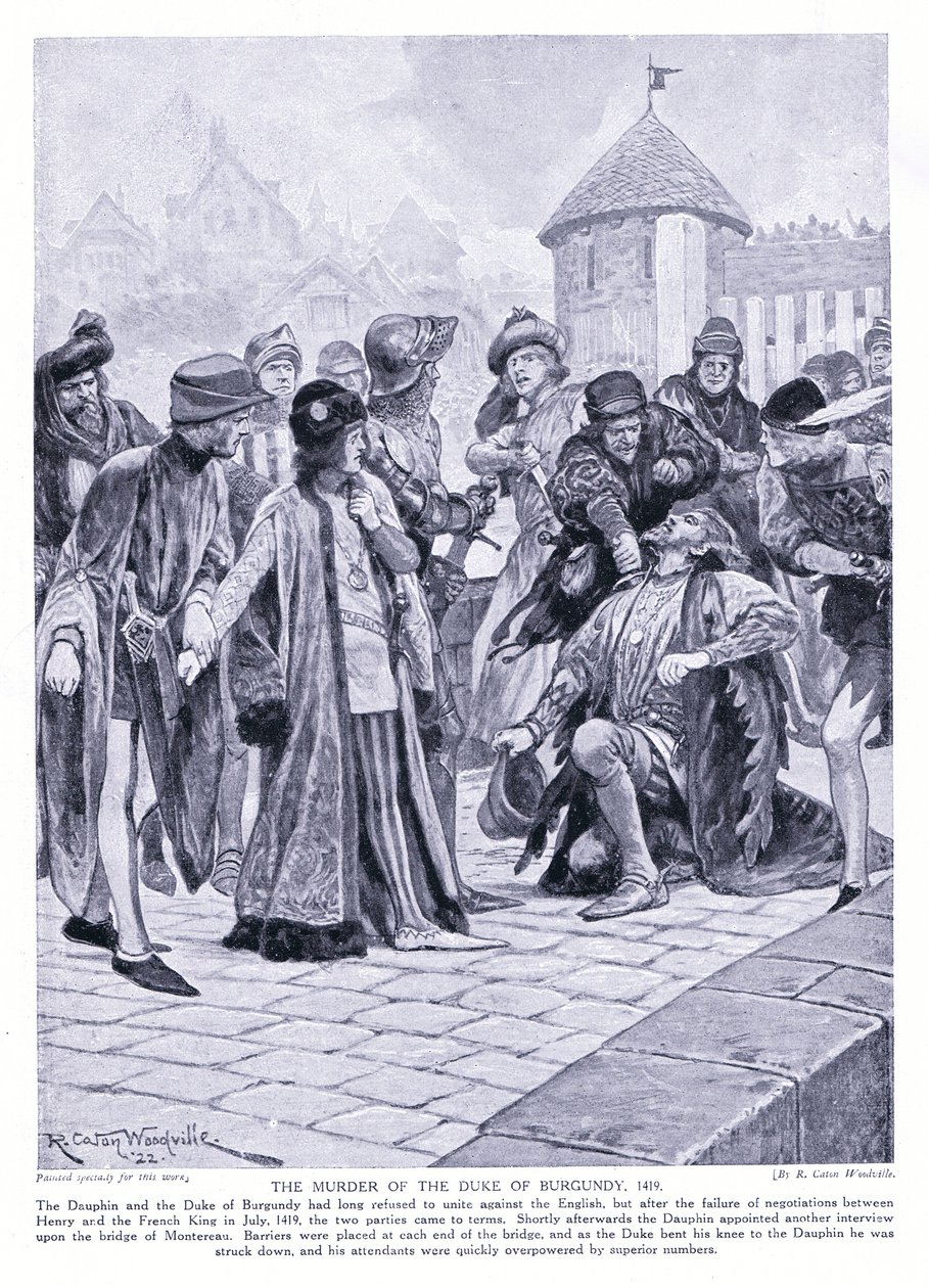 O assassinato do duque de Borgonha AD1419, 1920 de Richard Caton Woodville junior