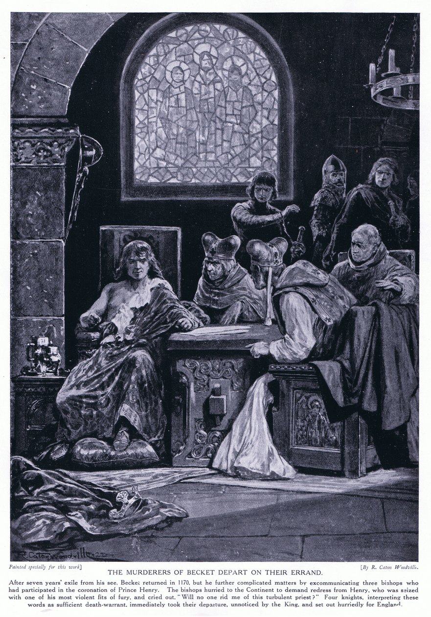 Os assassinos de Becket partem em sua missão, na década de 1920 de Richard Caton Woodville junior