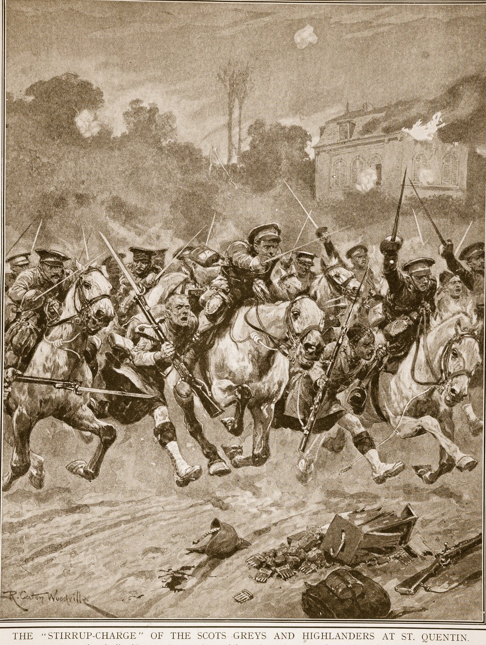 O &39;estribo de carga&39; dos Grays Scots Greys e Highlanders em St. Quentin, 1914-19 de Richard Caton Woodville junior