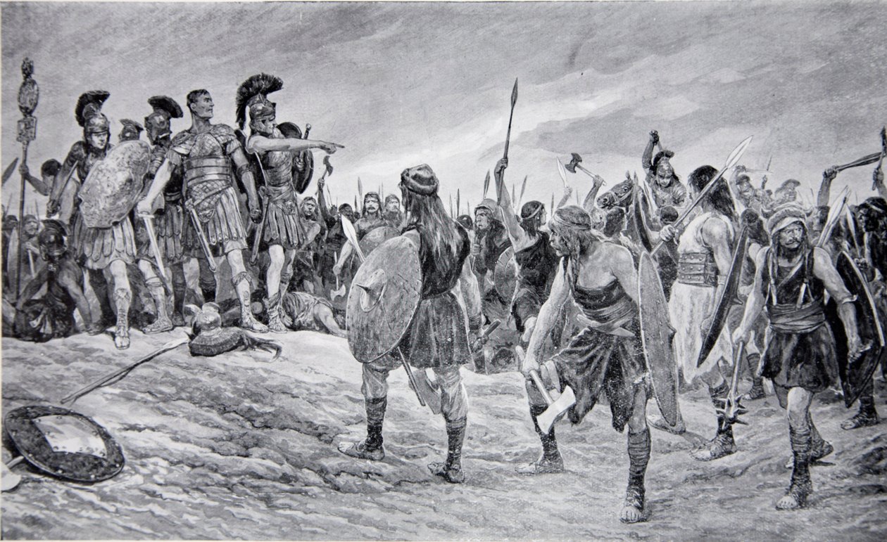 Vespasiano resgatado por seu filho Tito, ilustração da &39;Hutchinson&39;s Story of the Nation&39; de Richard Caton Woodville junior