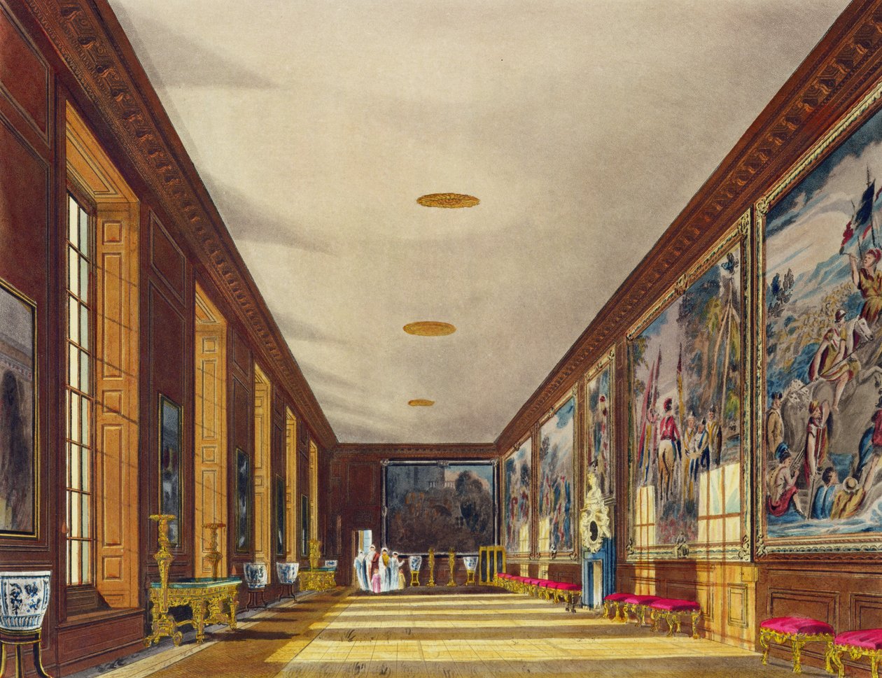 A sala de baile, Hampton Court, de "A história das residências reais", gravada por Richard Reeve (n.1780), de William Henry Pyne (1769-1843), 1819 de Richard Cattermole