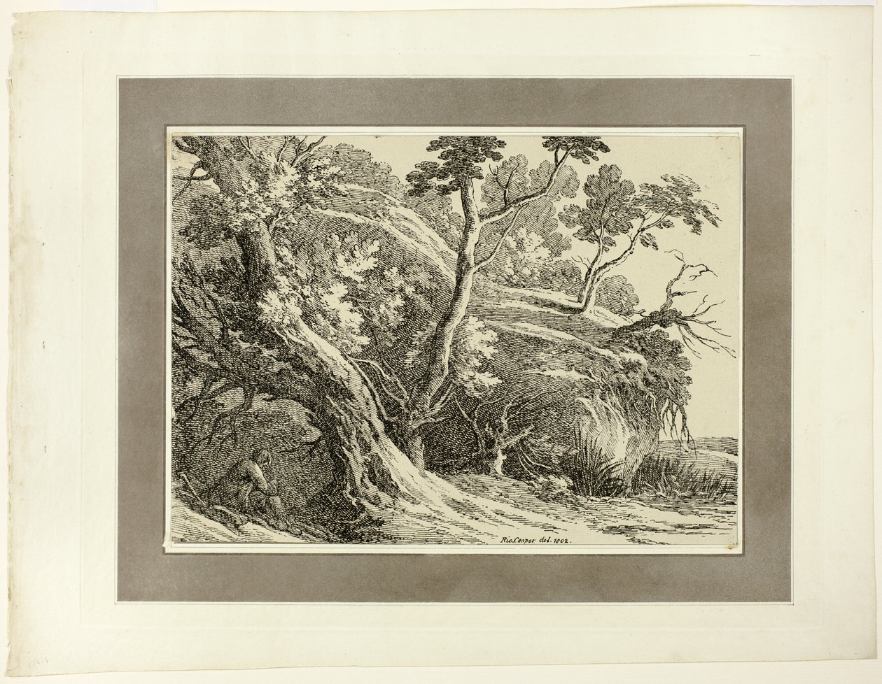 Paisagem com árvores grandes, da primeira edição de Specimens of Polyautography de Richard Cooper II