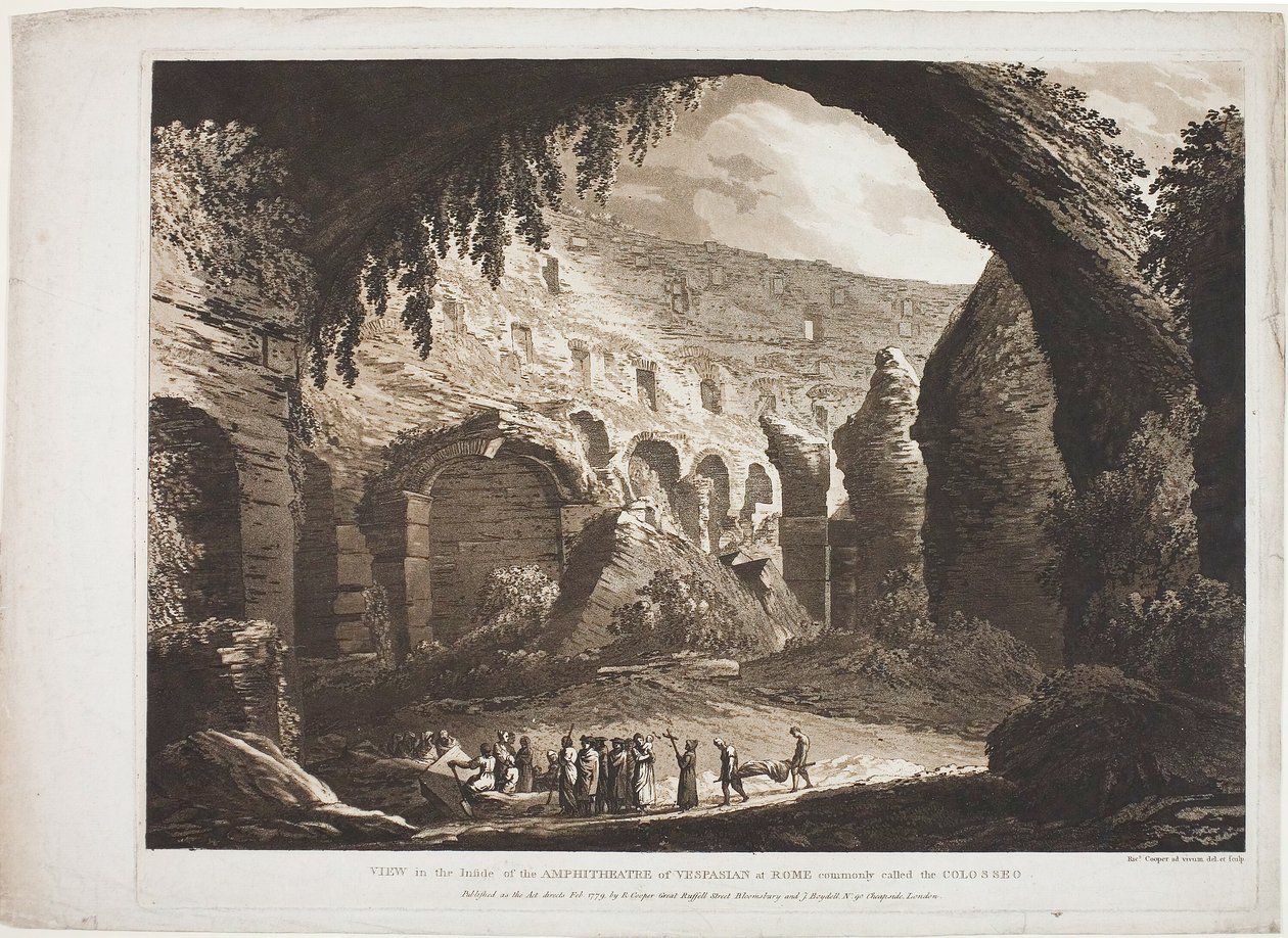 Vista do interior do Anfiteatro de Vespasiano em Roma (chamado "Coliseu") de Richard Cooper II