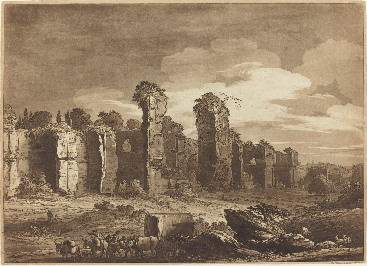 Vista das ruínas dos banhos de Caracalla, tiradas dos jardins dos jesuítas em Roma de Richard Cooper II