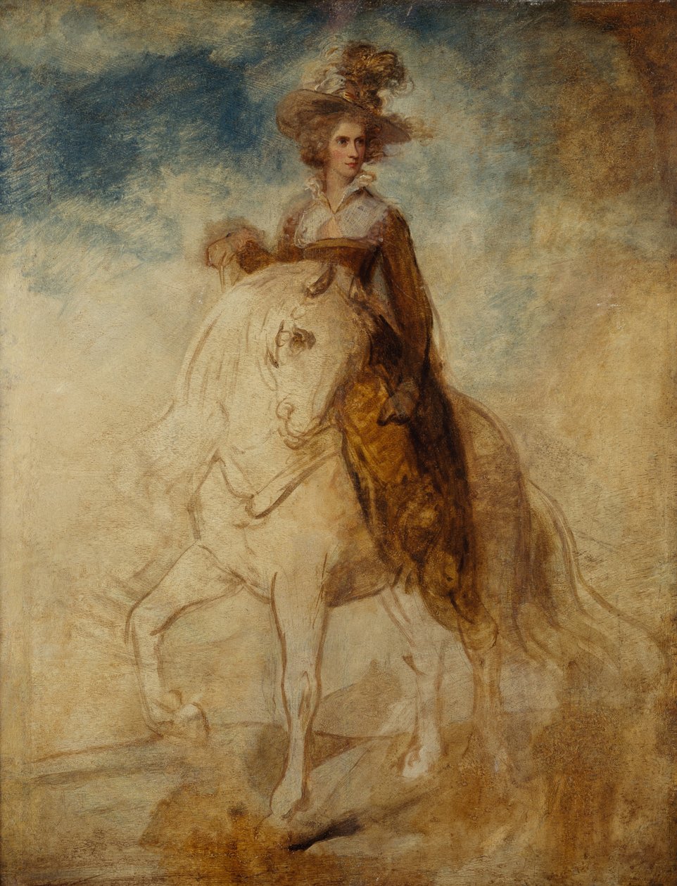 Retrato eqüestre de uma dama, dita Lady Elizabeth Foster (óleo no painel) de Richard Cosway