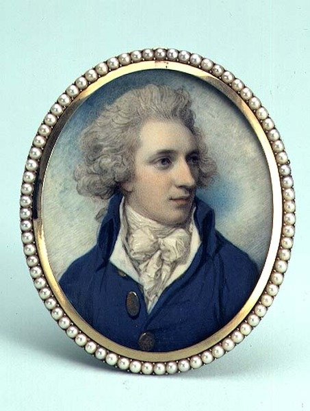 Retrato de John Swinburne (aguarela e guache em marfim) em marfim de Richard Cosway