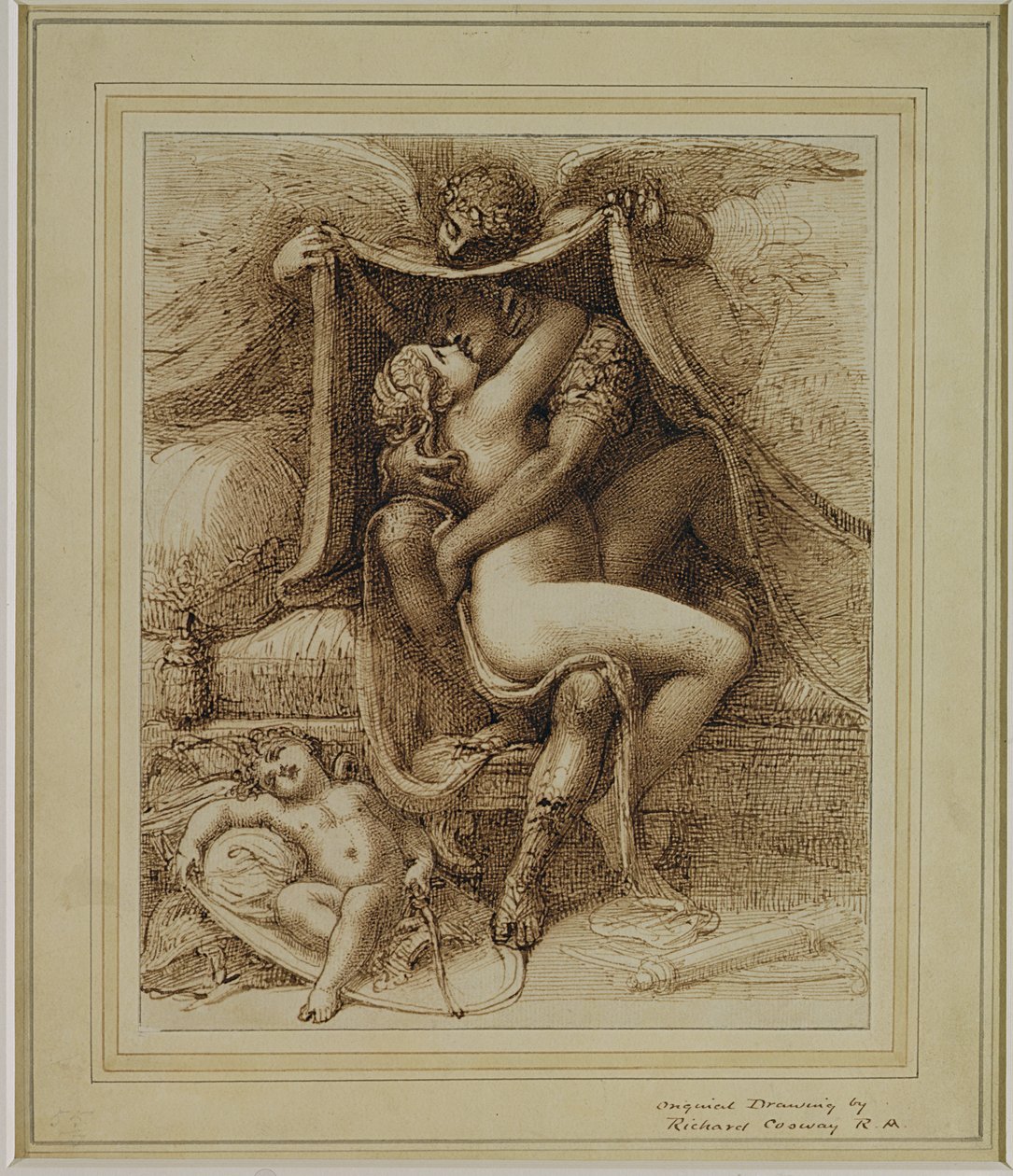 Vénus e Marte, c.1790 (caneta e tinta castanha sobre papel) de Richard Cosway
