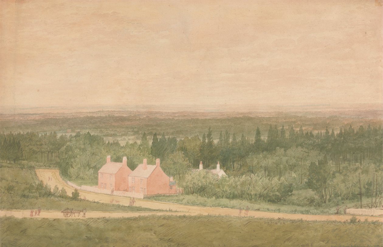 Paisagem com Cottages, Broadmoor de Richard Dadd
