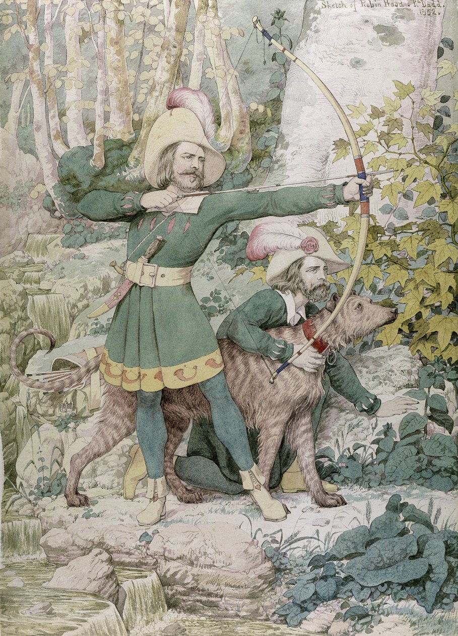 Esboço de Robin Hood, 1852 (wc sobre grafite sobre papel) de Richard Dadd